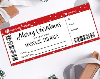 Personalized Massage Therapy Gift Certificate for Christmas, Christmas Spa Surprise Gift Voucher Card for First Time Mom, Couple Friends