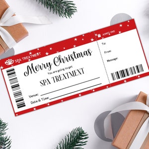 Bon de traitement de spa de Noël personnalisé pour la première fois maman, certificat-cadeau de massothérapie personnalisé, cadeau de Noël de dernière minute