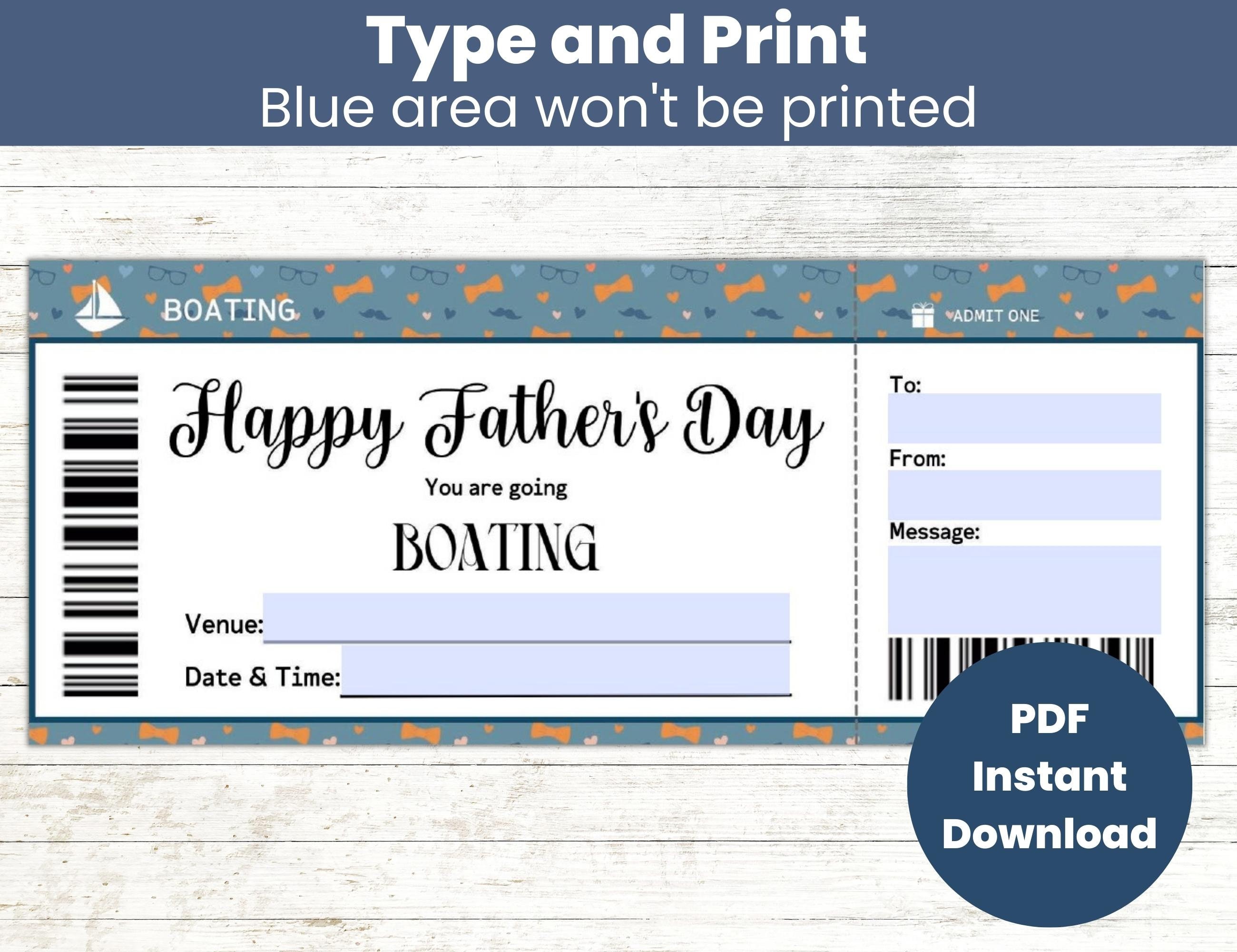 Father's Day Boating Gift Certificate, Boating Gifts for Men, Sailing ...
