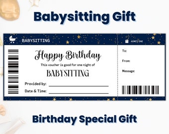 Oppasbon voor verjaardag, oppascadeaubonsjabloon, gepersonaliseerde gelukkige verjaardagscadeaubon, zelfzorgcadeau van tante