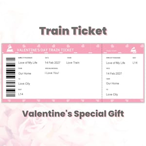Gepersonaliseerde Valentijnsdag Treinkaartje Cadeaubon Sjabloon Bewerkbaar, Trein Instapkaart Verrassingsreisje, Last Minute Cadeau