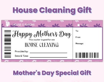 Personalized Mothers Day House Cleaning Gift Certificate, Mothers Day Gift Coupon Template, Single Mom Gift, Grammy Gifts From Grandkids