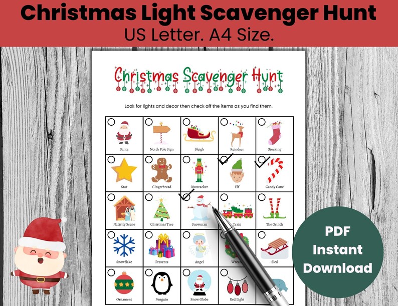 Christmas Light Scavenger Hunt Around Town, Fun Christmas Games for ...