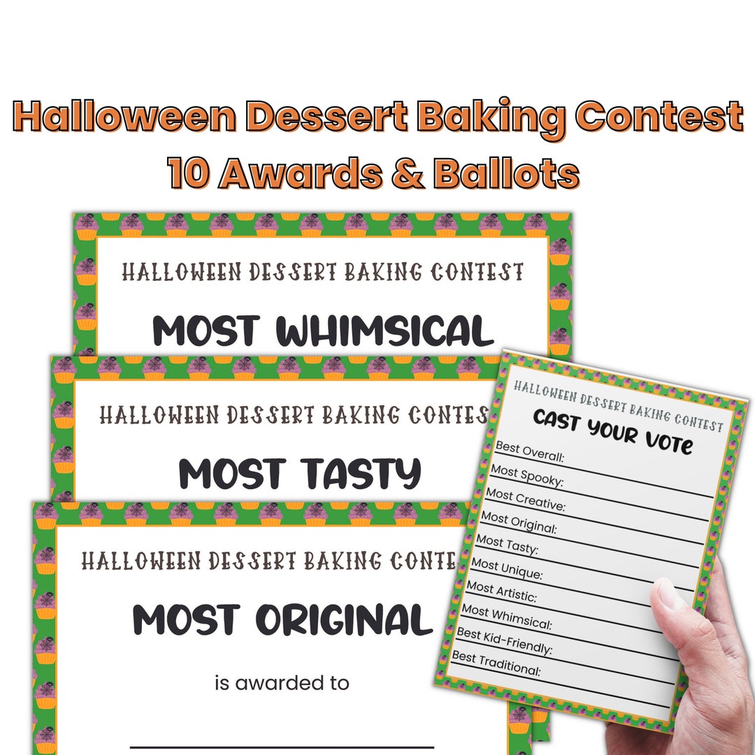 Halloween Dessert Baking Contest Award Certificates and Etsy