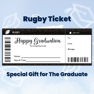 Benutzerdefinierte Abschluss Rugby Ticket Geschenkgutschein, Geben Sie ein Ticket, Freund, Sohn, Junge Abschlussgeschenk, Grad Geschenk für Ihn