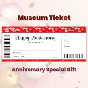 Jubiläum Museumsticket Vorlage Geschenkgutschein, Event Ticket Geschenk Coupon Vorlage, Durchdachte Jahrestagsgeschenke, Geschenk zum 3.