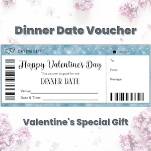 Custom Valentines Dinner Date Coupon, Surprise Dinner Date Voucher Ticket, Romantic Dinner Gift Certificate, Dating Gifts For Him