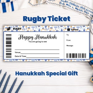 Personalized Hanukkah Gift Coupon Template : Rugby Match Ticket Template