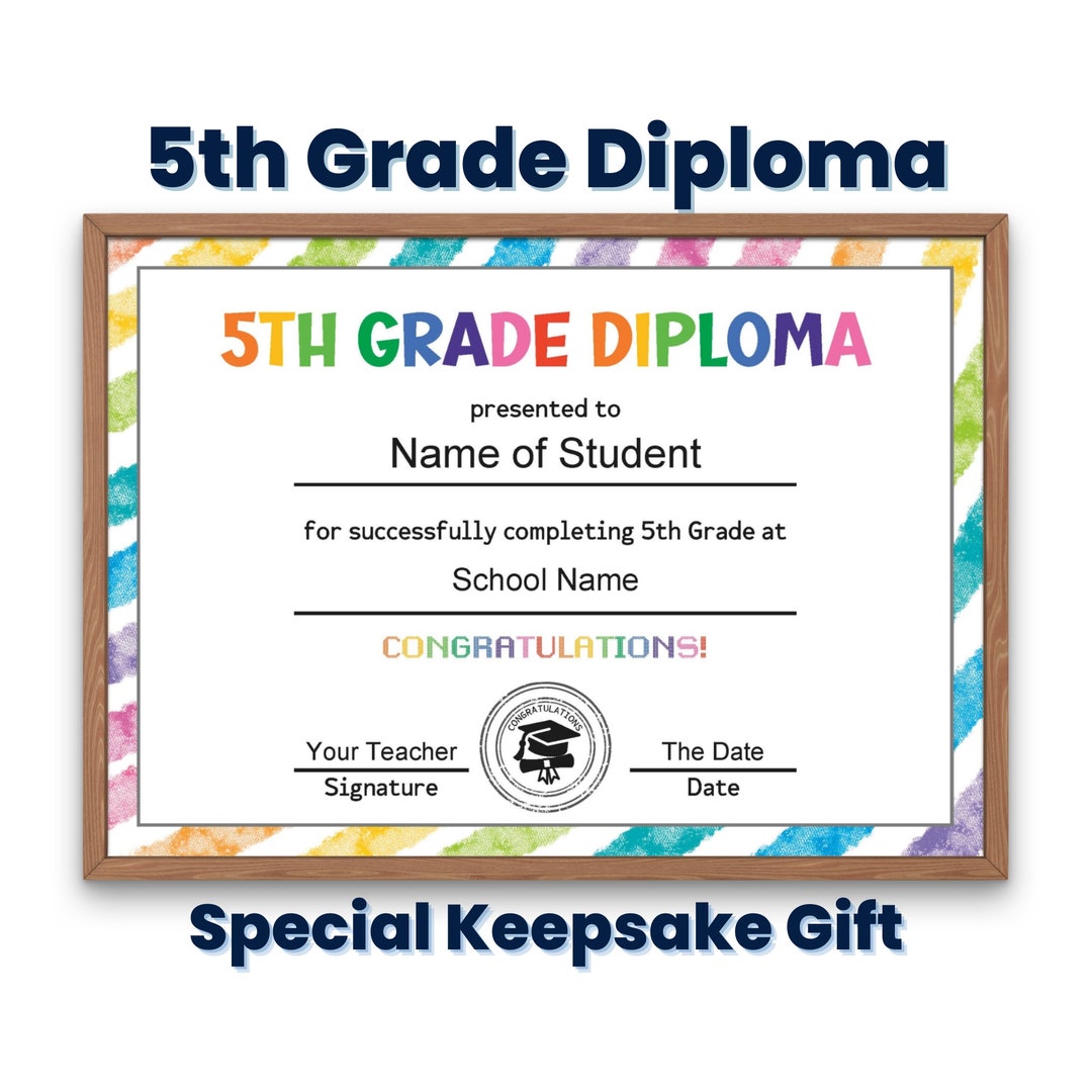 Fifth Grade Diploma Certificate Template Custom Printable 5th Grade Graduation Diploma For Kids Fifth Grade Diploma Certificate Template Custom Printable 5th Grade Graduation Diploma For Kids