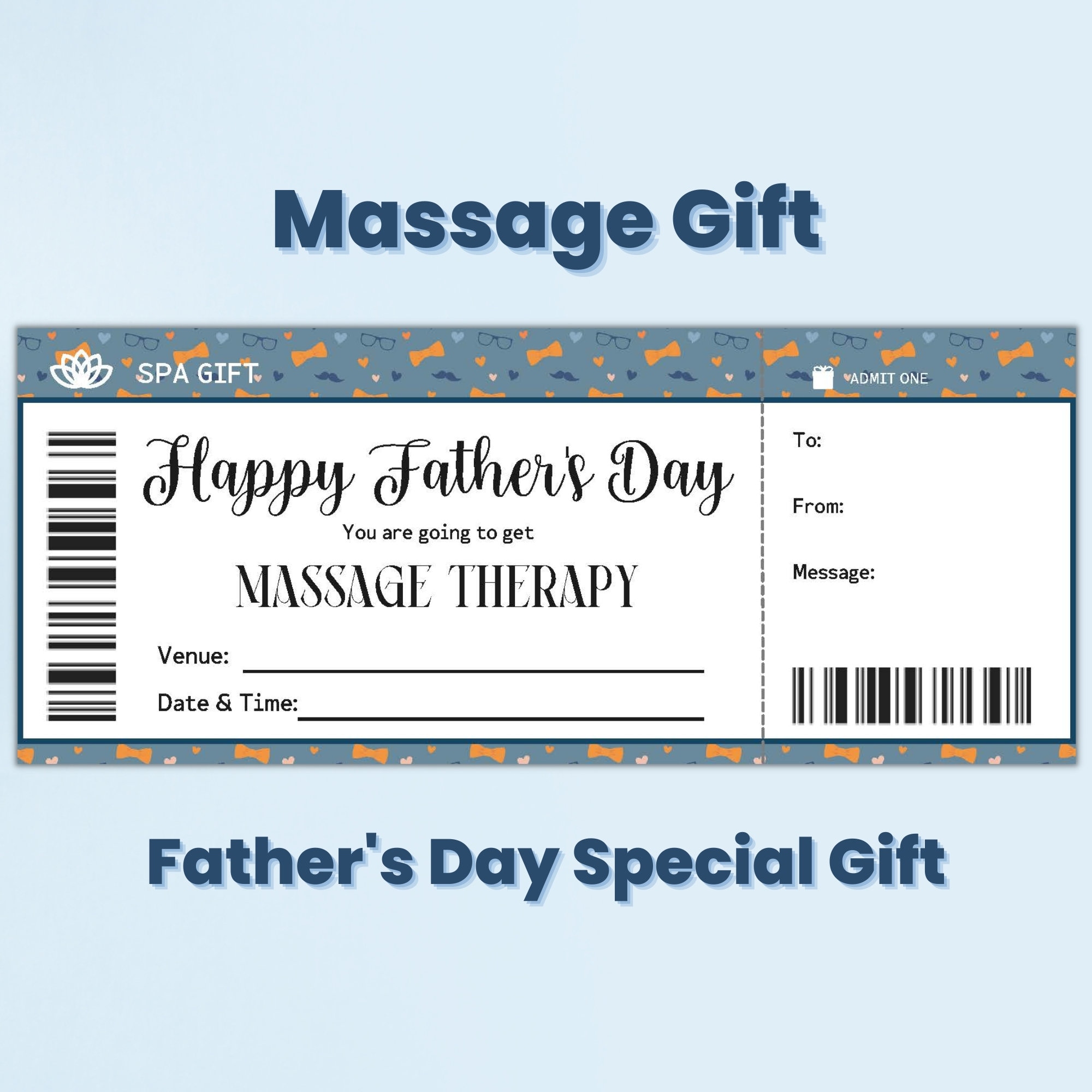 Father's Day Massage Gift Voucher, Massage Therapy Gift Certificate, Cheer Up Gift, Meaningful Dad Gift From Wife, First Time Dad Gift