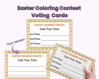 Printable Easter Coloring Contest Voting Cards, Ballot Template Editable, Cast Your Vote, Easter Competition, Easter Party Games