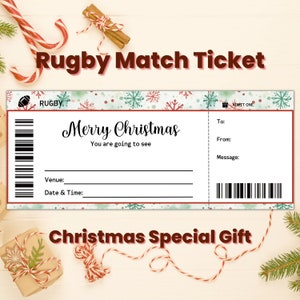 Benutzerdefinierte Weihnachten Rugby Spiel Ticket Vorlage, gefälschte Sport Ticket Geschenk, Rugby Mom Weihnachtsgeschenk, Chef Weihnachtsgeschenk