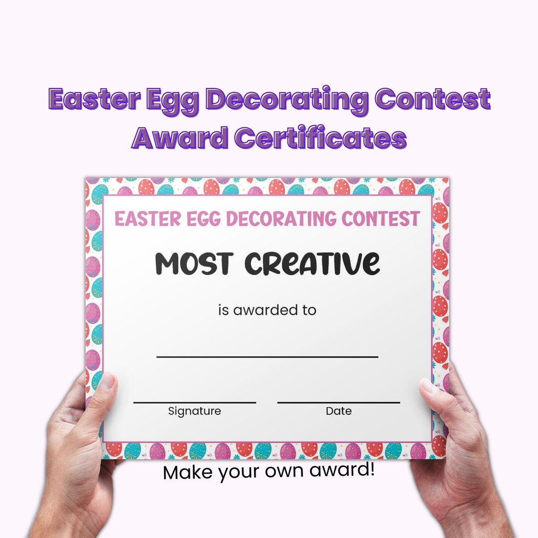 Easter Egg Decorating Contest Award Certificates, Easter Competition, Classroom Easter Kids