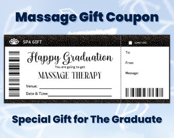 Graduation Massage Gift Certificate, Massage Therapy Gift Coupon Template, Bonus Daughter Graduation Gift, Congratulations Gift