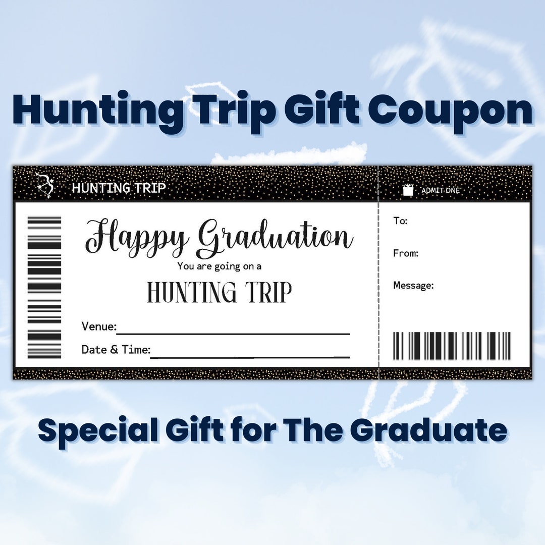 Personalized Graduation Hunting Trip Gift Certificate, Hunting Gift