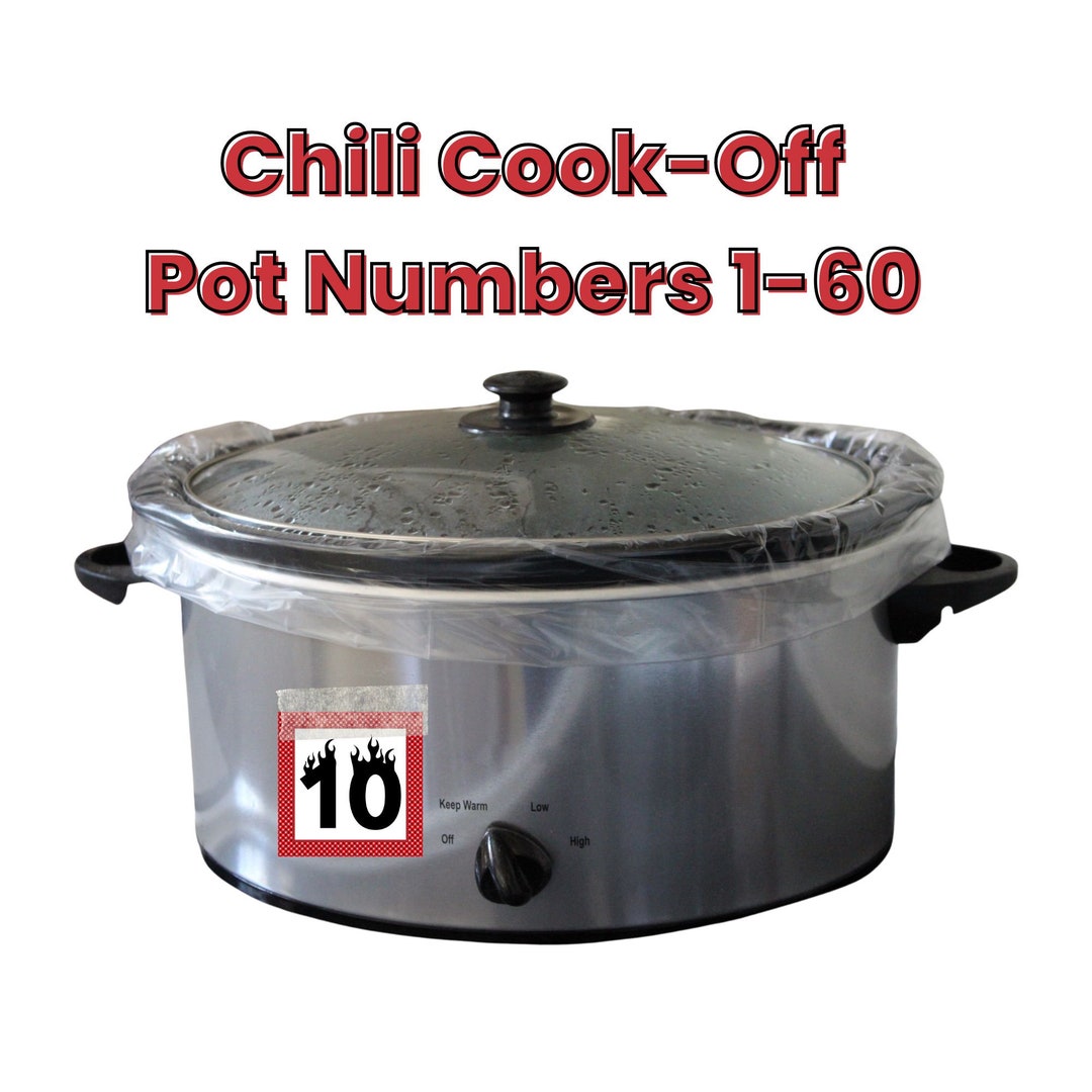 Chili Cook off Pot Number Label Printable, Cooking Contest Prep, Fire