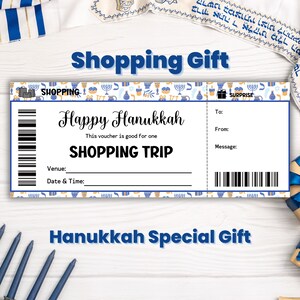 Modèle de bon-cadeau personnalisé de Hanoukka : Modèle de bon de voyage de shopping