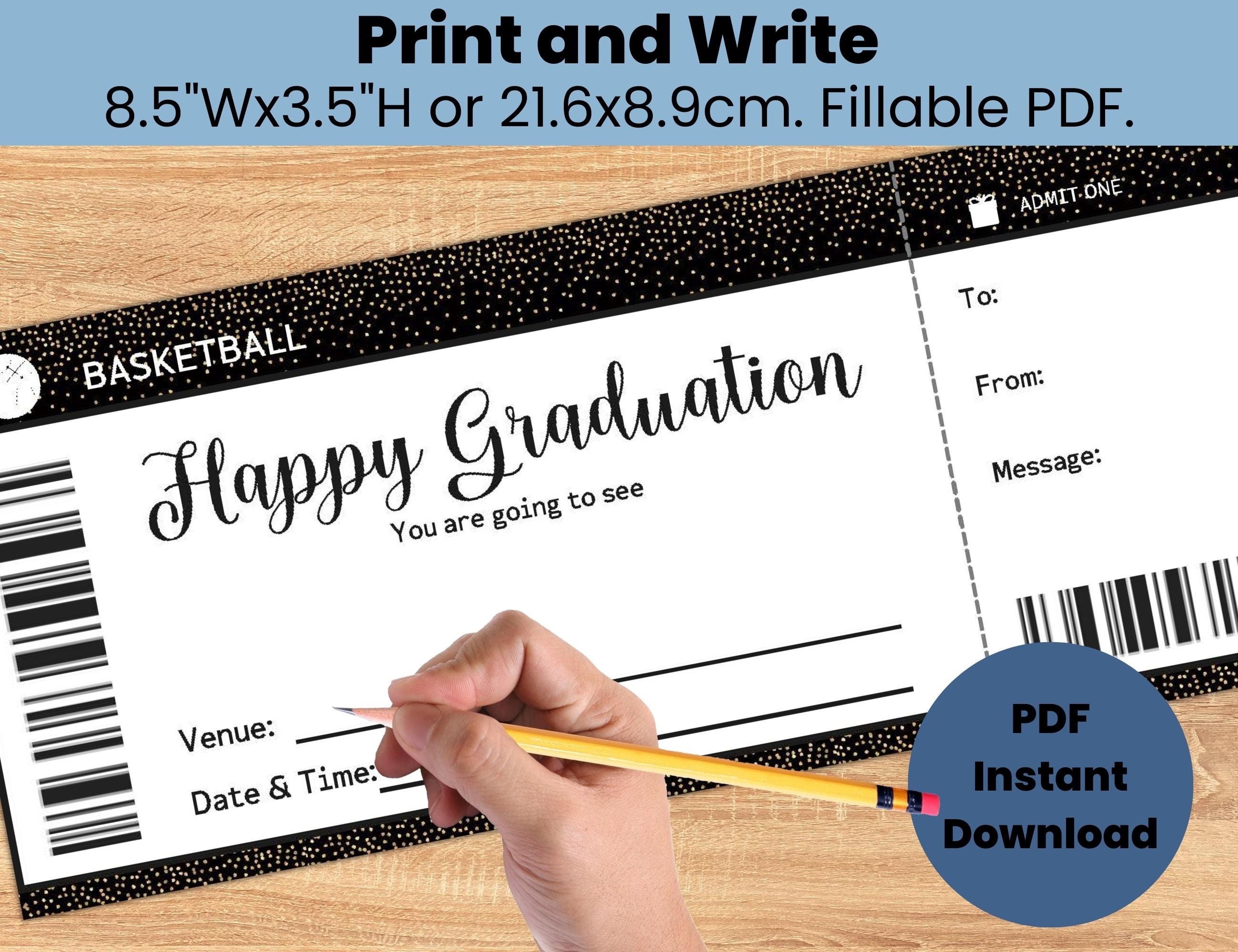 Graduation Custom Basketball Ticket Gift Coupon Template, Basketball ...