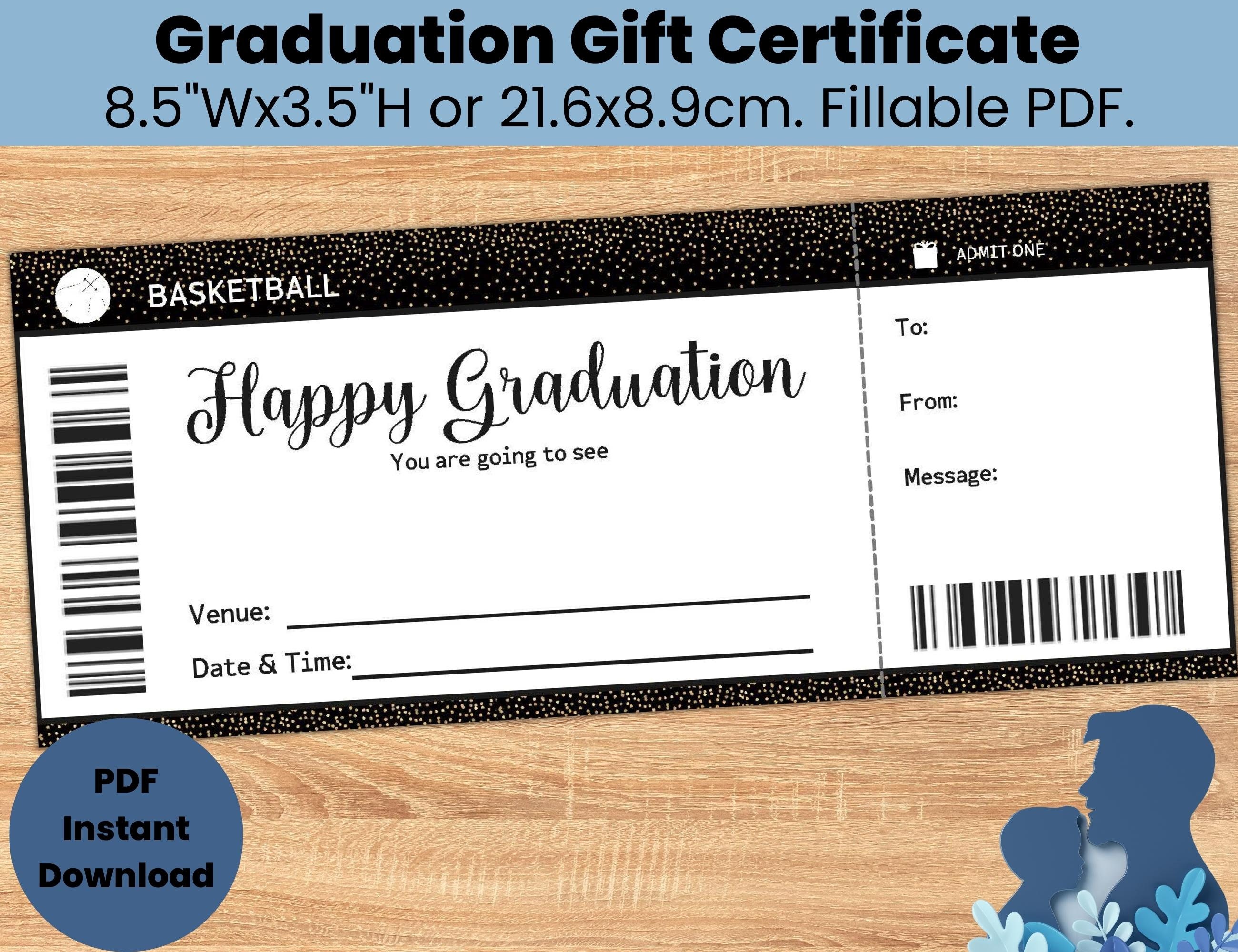 Graduation Custom Basketball Ticket Gift Coupon Template, Basketball ...