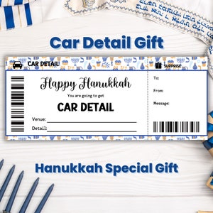 Modèle de bon-cadeau personnalisé pour Hanoucca : Chèque-cadeau pour esthétique automobile