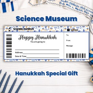 Personalized Hanukkah Gift Coupon Template : Science Museum Ticket Template