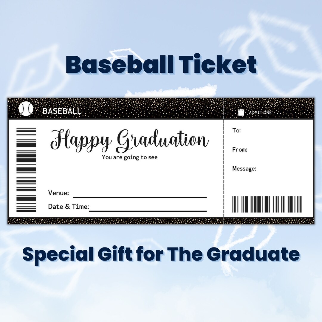 Graduation Baseball Ticket Gift Certificate, Baseball Girlfriend