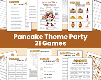 Bundel met pannenkoekenfeestspellen, pyjama- en pannenkoekenfeest, slaapfeestspellen, ontbijtclub, pannenkoekendag, vastenavond, speelafspraakje pannenkoeken