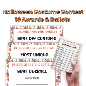 Halloween-Kostümwettbewerb-Award-Zertifikate und Halloween-Stimmzettel, Herbst-Halloween-Party-Spiel, Büro-Party-Spiele, Community-Event