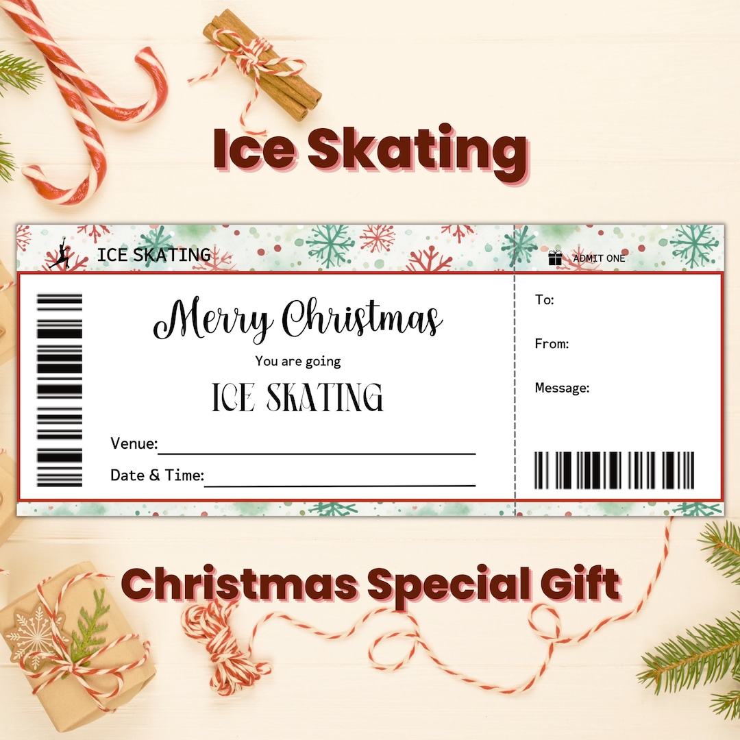 Custom Christmas Ice Skating Gift Voucher, Figure Skating Gift Coupon