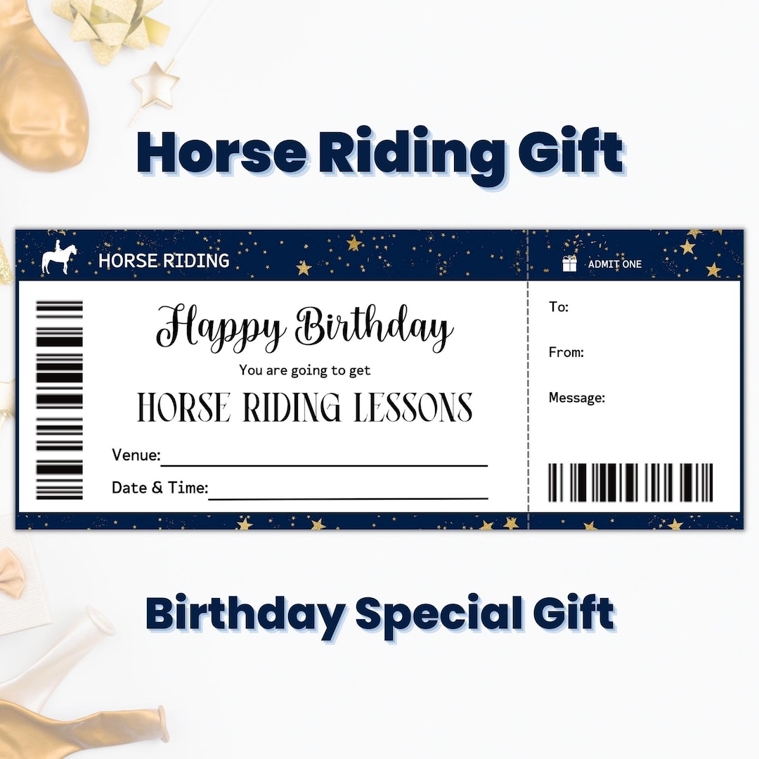 Horse Riding Lesson Gift Coupon Template, Happy Birthday Gift