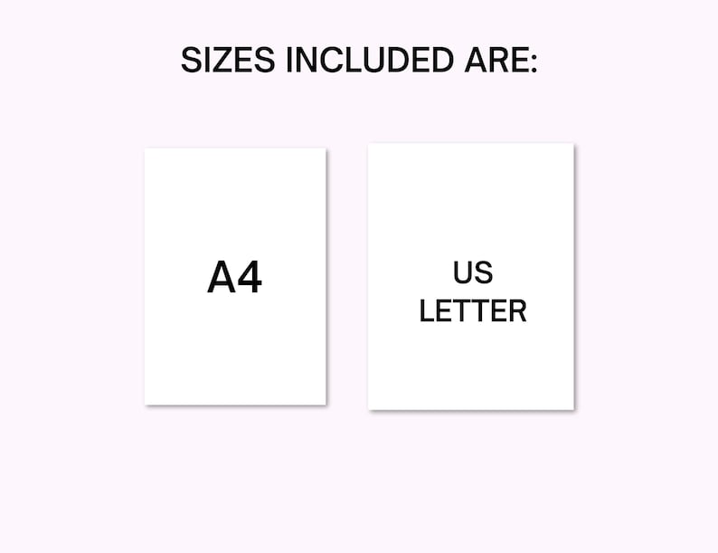 May include: Image showing two white rectangles with black text. The text on the left rectangle says "A4" and the text on the right rectangle says "US LETTER".