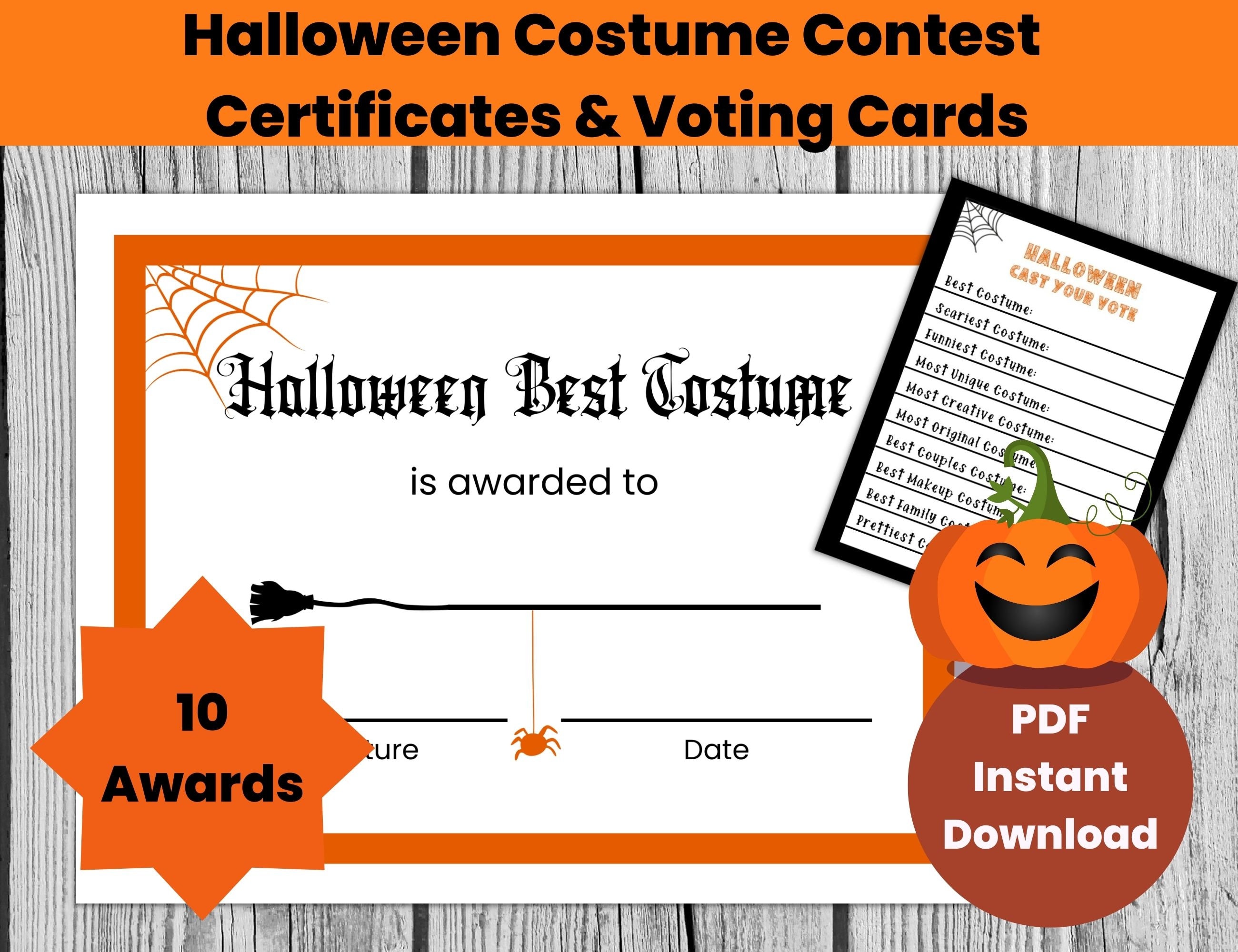 Halloween Award Certificates Halloween Costume Contest Ballot Template Halloween Award Certificates Halloween Costume Contest Ballot Template