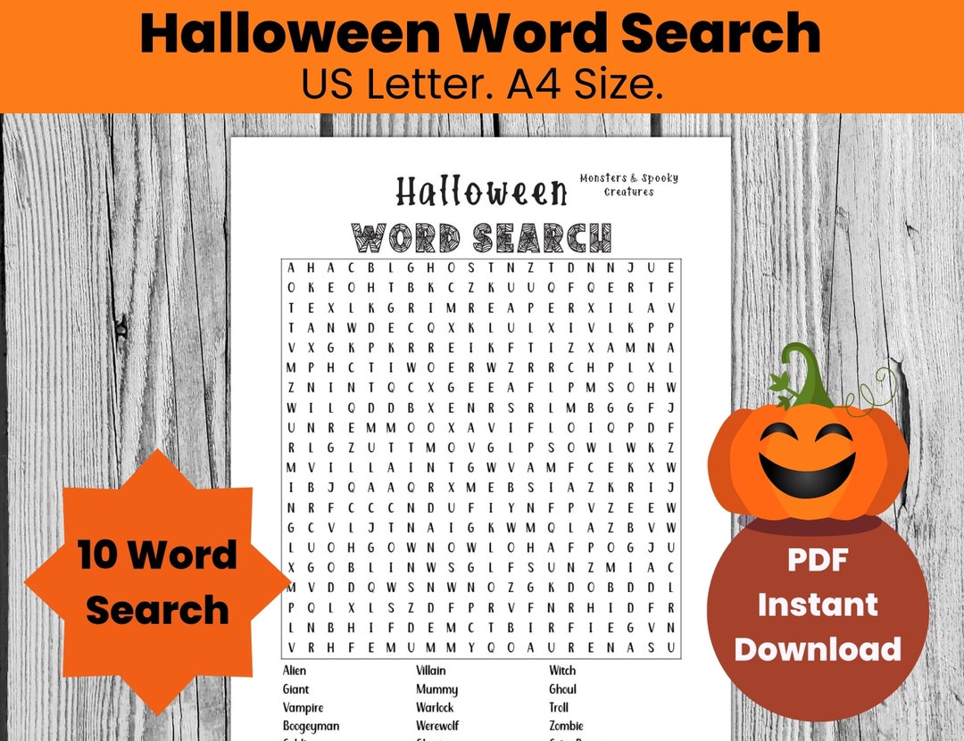 Printable Halloween Word Search Puzzle, Halloween Party Game Ideas ...