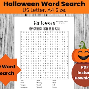 Printable Halloween Word Search Puzzle, Halloween Party Game Ideas ...