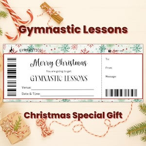 Custom Christmas Gymnastic Lessons Voucher Template, Gymnastic Gift Certificate, Gymnastic Mom Christmas Gift, Gymnastic Gifts For Girls