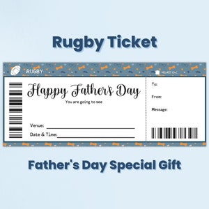 Father's Day Rugby Ticket Gift Coupon Template, Rugby Game Gift Certificate, Rugby Dad Gift From Son, Rugby Gifts For Men, Step Dad Gift