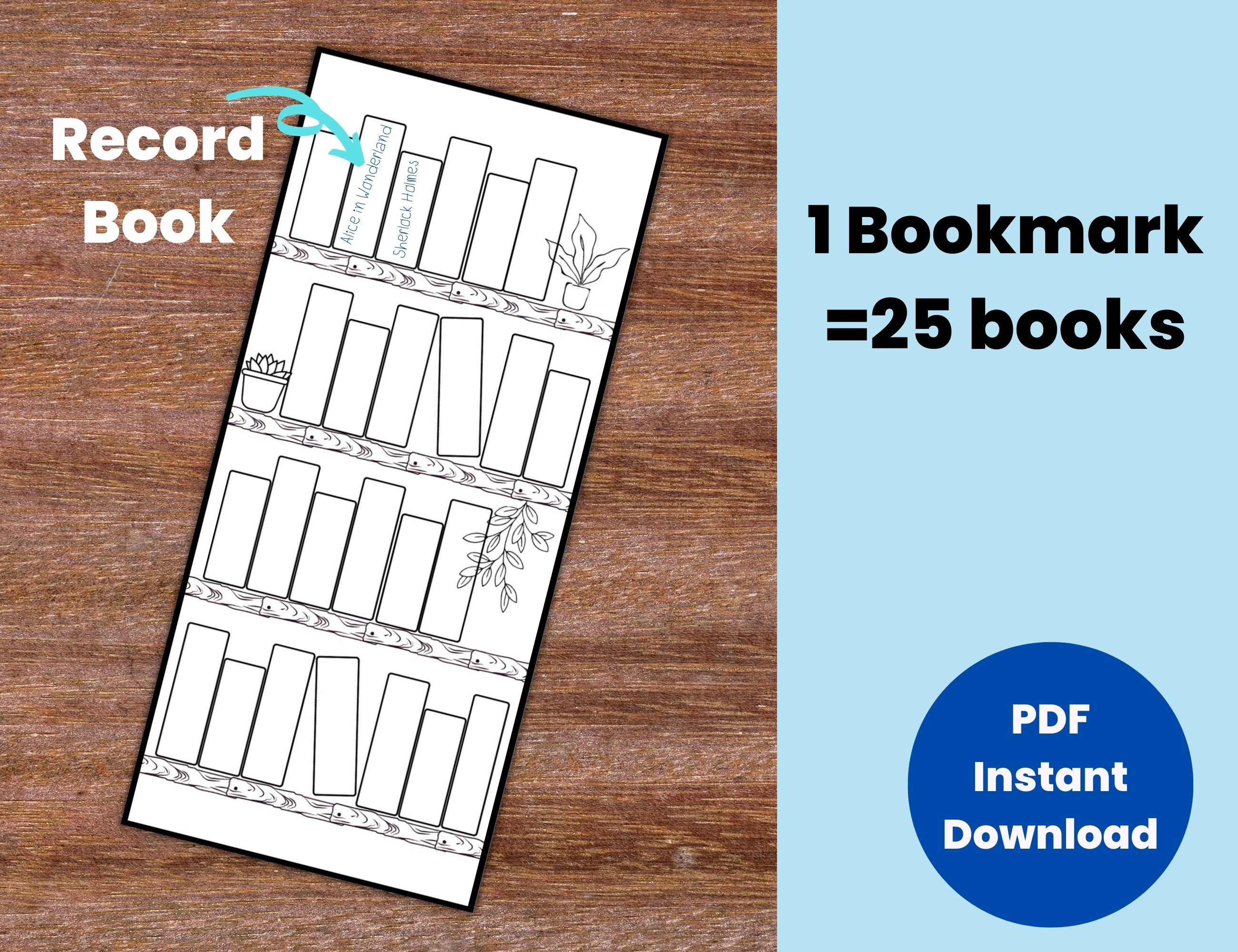 Book Tracker Bookmark Printable, Reading Bookmark Tracker, Bookshelf ...