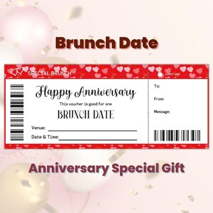 Anniversary Brunch Date Gift Certificate, Good Anniversary Gifts