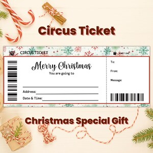 Benutzerdefinierte Zirkus-Weihnachtskarte, druckbare Karneval-Eintrittskarte, Teenager-Mädchen Geschenk, Verlobte-Weihnachtsgeschenk, Weihnachtsgeschenk