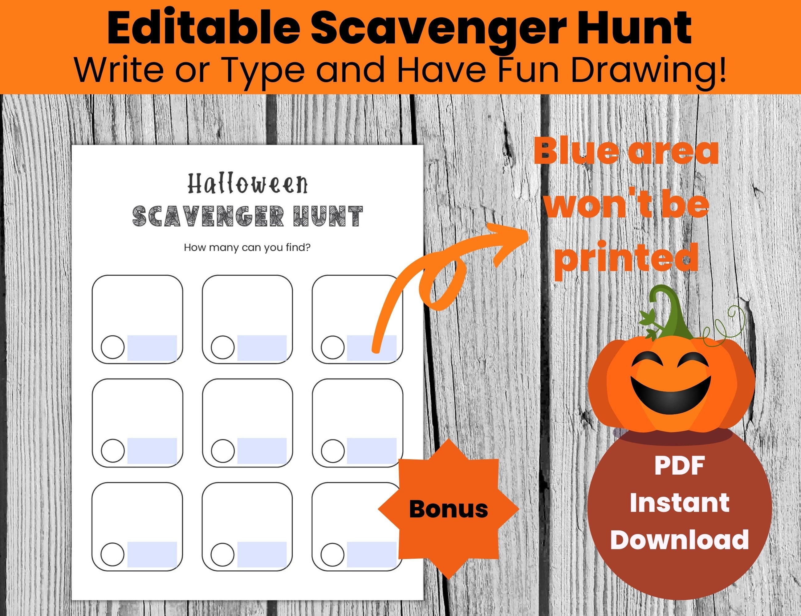 Printable Halloween Scavenger Hunt for Toddlers, Halloween Party Game ...