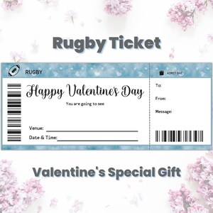 Benutzerdefinierte Valentines Rugby Ticket Geschenk, Rugby-Liebhaber-Geschenk für Ehemann, Rugby-Geschenk-Gutschein, Sport-Spiel-Karte, Last-Minute-Valentinsgruß-Geschenk