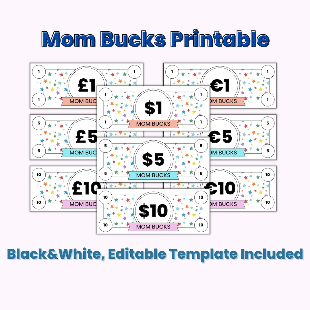 Mom Bucks Printable Reward Bucks Behavior Bucks Chore Bucks