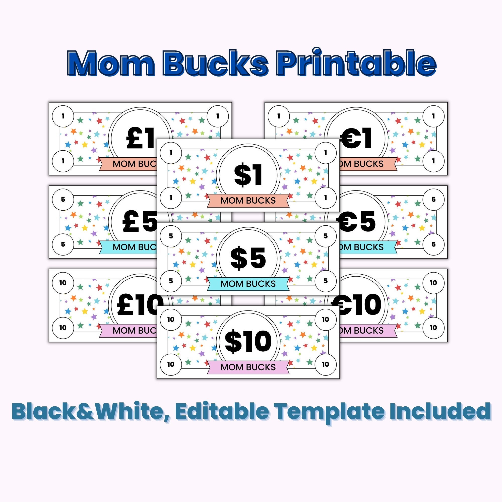 Mom Bucks Printable Reward Bucks Behavior Bucks Chore Bucks