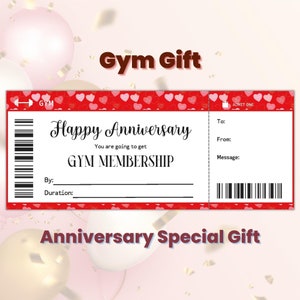 Anniversary Gym Membership Gift Certificate, Gym Gift For Him