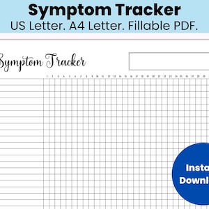 Chronic Illness Symptom Tracker, Symptom Log, Symptom Journal, Medical Tracker, Health Tracker, Chronic Pain Tracker, Chronic fatigue