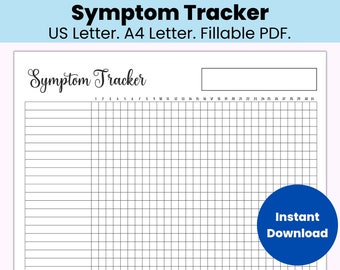 Chronic Illness Symptom Tracker, Symptom Log, Symptom Journal, Medical Tracker, Health Tracker, Chronic Pain Tracker, Chronic fatigue