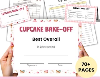Cupcake Bake Off-competitie, feesthosting Best Baker Baking-dessertwedstrijd, Bakeoff-inzamelingsactie, cupcaketopper, Bake Off-stemming