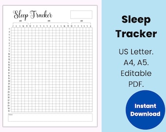 Rastreador de sueño mensual, Registro de sueño para planificador de sueño, Diario de sueño, Planificador de cuidado personal, Rastreador de salud