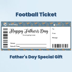 Vatertag Fußball Ticket Geschenk Coupon Vorlage, Fußball Geschenke für Männer, Fußball Papa Geschenk von Kindern, Fußball Opa Geschenk, Event Ticket