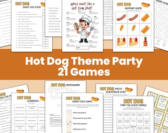 Hot Dog Party Games Bundle, National Hot Dog Day, Food Truck Theme Party Game, Summer Fast Food Party, Backyard Barbeque Party, BBQ Cook Off